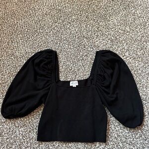 Black Puff Sleeve Top